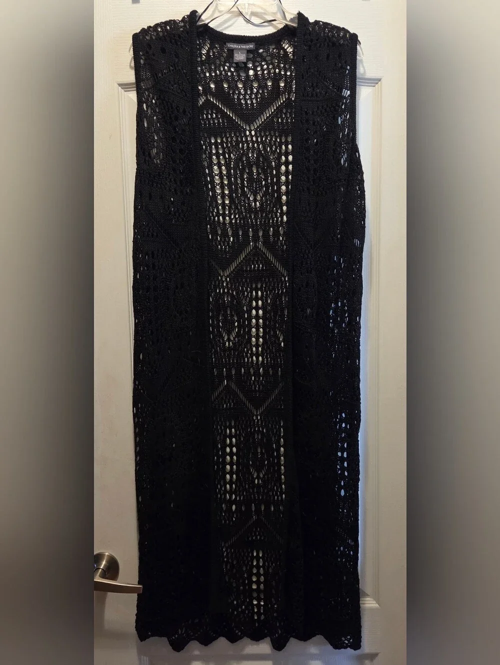 Chelsea & Theodore Black Crochet Duster